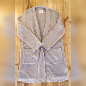 Ugg Kallie Open Front Knit Cardigan Sweater Pockets Duster Cozy Light Brown M